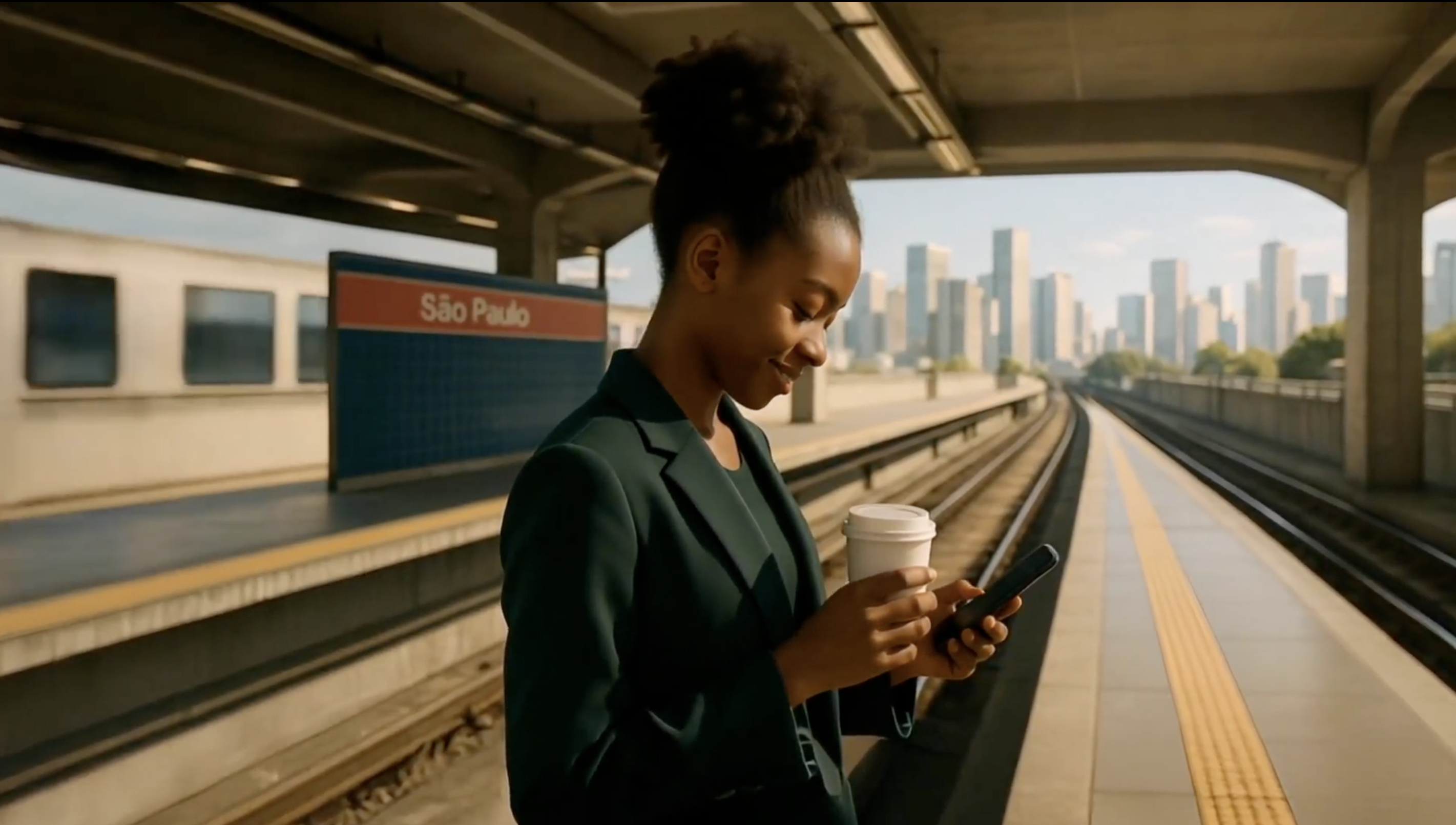 Girl using his phone